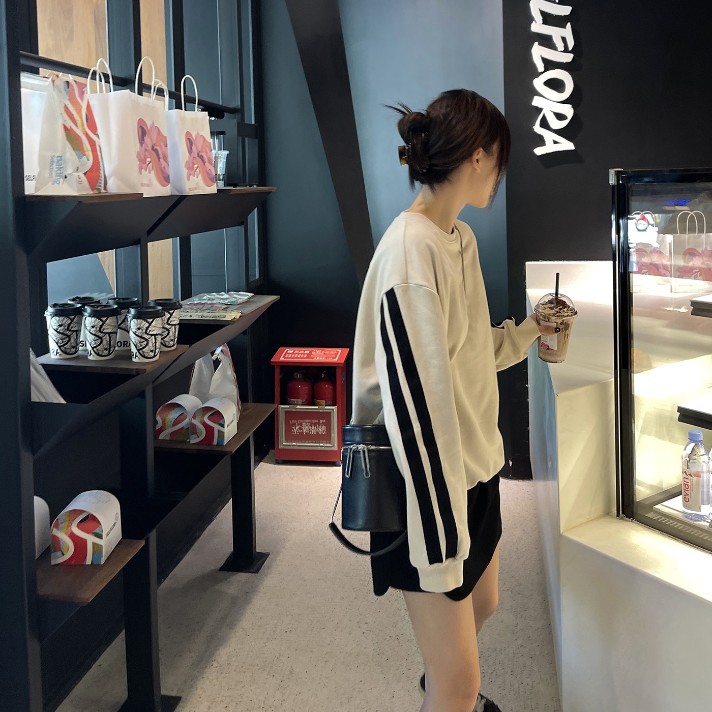 Ancient Seven Girls College Contrast Color Sticker Sweater Pullover Round Neck OVERSIZE Long Sleeve Top