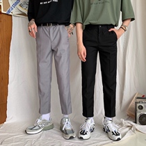 cuibuju20Ss homemade high quality 4 color slim nine-point trousers Korean version of non-iron straight tube stretch pants tide