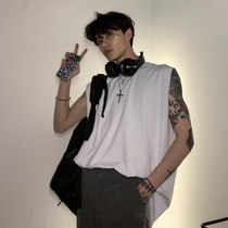 cuibuju ins summer Korean version of mens loose pure white waistcoat vest fitness sports sleeveless t-shirt trend