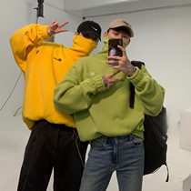 Cui layout 19AW regular candy color high collar plus velvet sweater Korean version of oversize high collar pullover sweater