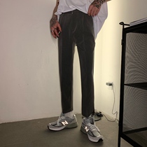 cuibuju summer mens trousers Mens Korean version of the tide nine-point pants straight casual split small trousers hanging trousers