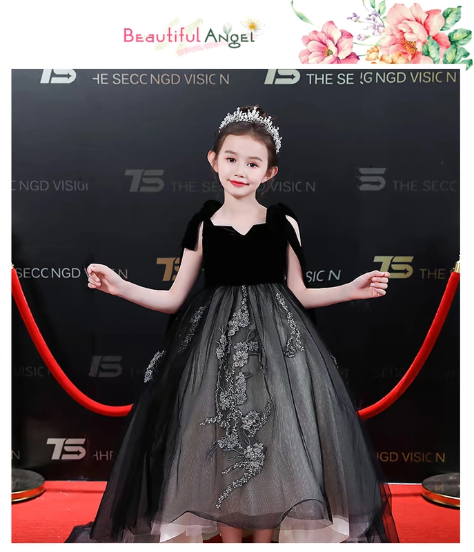 Trẻ em váy công chúa váy cưới nữ mô hình nhỏ thời trang catwalk váy hoa cô gái váy pettiskirt piano