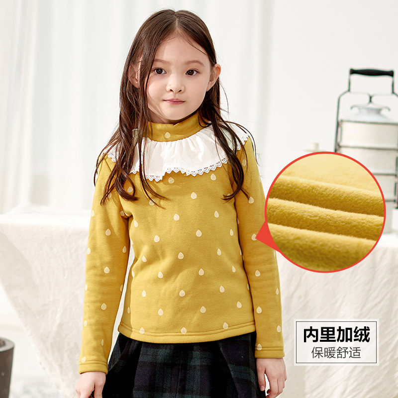 Yinman children's clothing 2021 spring and autumn children's wave point plus velvet clothes cute princess collar multi-color shirt