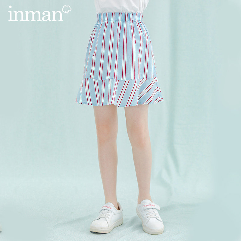 Inman Boy Dress Girl Half Body Short Dress 2022 Summer Dress New Girl Skirt Classic Striped Lotus Leaf Hem Skirt Hem
