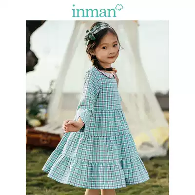 Yinman children's clothing 2020 spring and summer large girls plaid girl dress mother and daughter parent-child clothing seven-point sleeve princess skirt