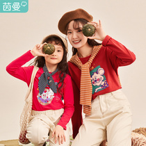 Mainman children dress mother womens clothing T-shirt short sleeve foreign air 2022 spring and summer beating undershirt girl with girl long sleeve blouse