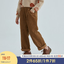 Yinman childrens clothing girl corduroy pants 2021 Winter new foreign style childrens trousers autumn and winter boys casual pants