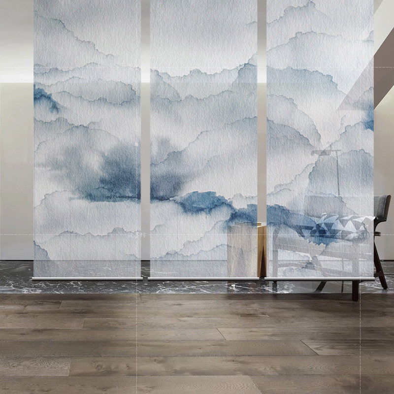 Modern Chinese living room horizontal study hotel partition semi-permeable fashion hanging screen-Shan Chuan Mi Ju