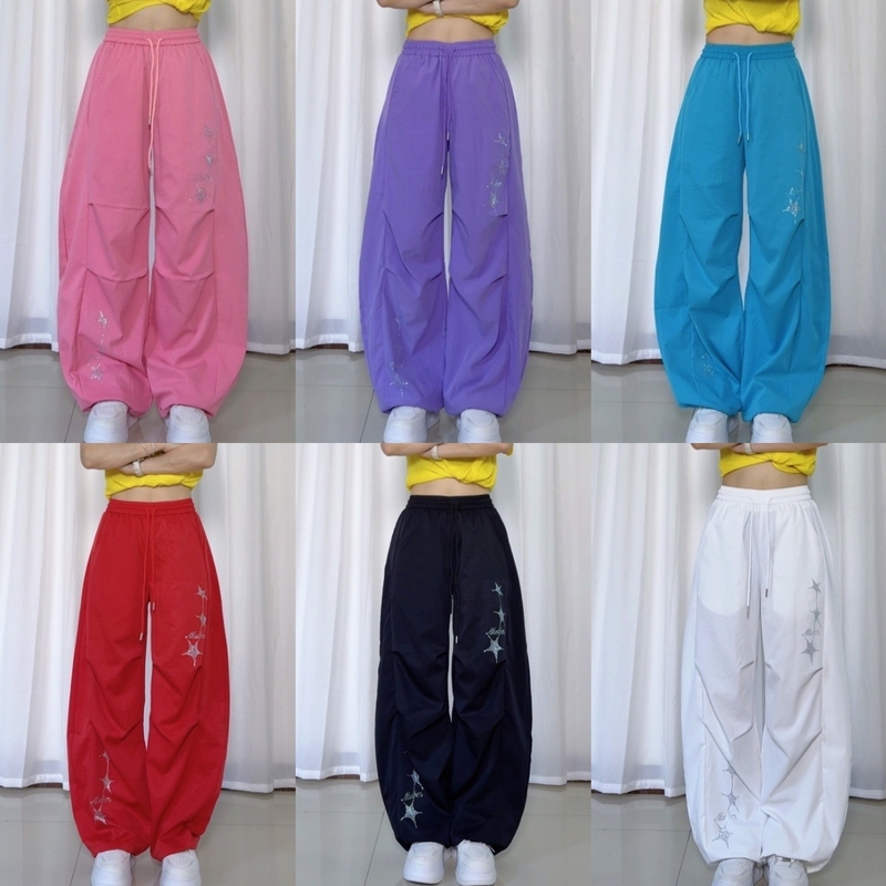 Summer Thin Silent Sand-Washed Cotton Parachute Pants Sports Casual Pants Unisex Group Pants Square Dance 3961