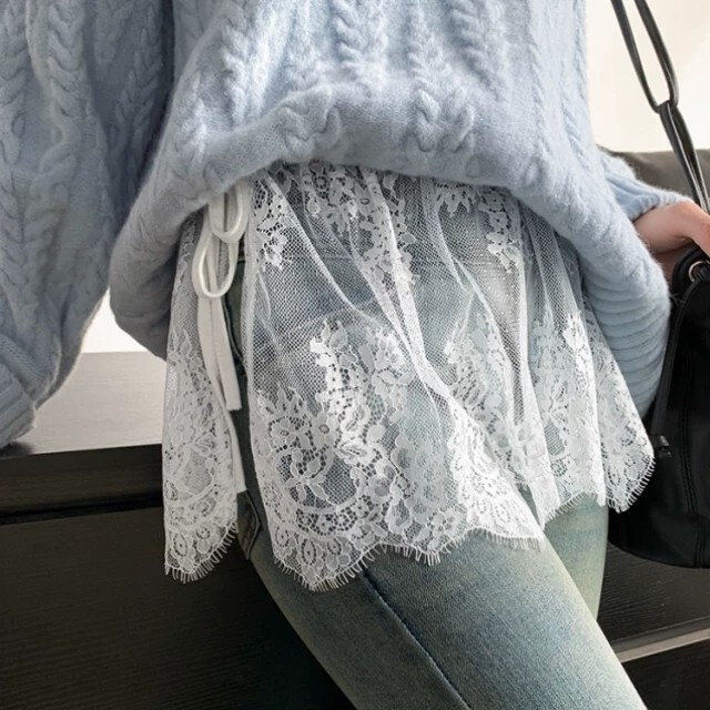 Lace Butt-Covering Skirt for Women, Hem Covers the Buttocks, Eyelash Lace, Hollow-Out, See-Through, Layering Essential, Can Be Worn under a Sweatshirt, Short Skirt Lace Butt-Covering Skirt for Women, Hem Covers the Buttocks, Eyelash Lace, Hollow-Out, See-Through, Layering Essential, Can Be Worn under a Sweatshirt, Short Skirt