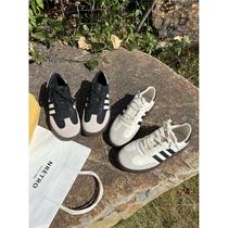 Dieao genuine leather moral training shoes autumn new flat casual versatile white shoes sneakers sporty and elegant Korean version