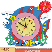 O EVA Cartoon Bell Children know time DIY handmade adhesive making available with battery toy clock 0 09