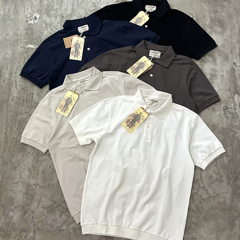 Italian Polo Shirt with a Turn-Down Collar, Short Sleeves, Vintage Casual Style, Pure Cotton, White, Light Luxury Business Men's T-Shirt for Summer