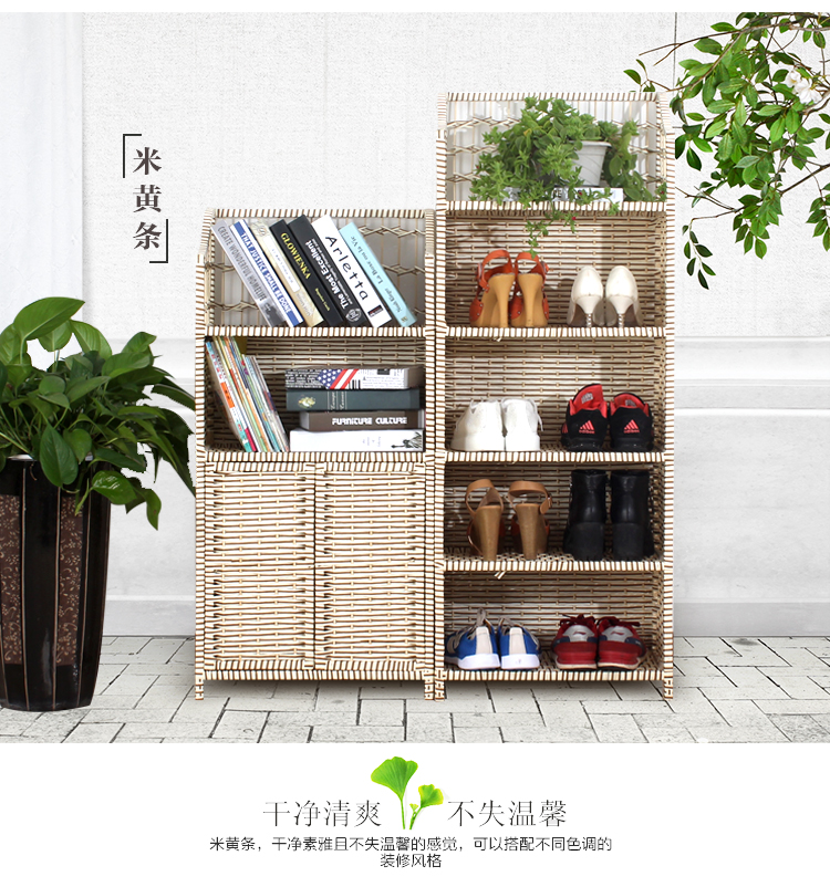 Ký túc xá giá giày đơn giản nhiều lớp kinh tế gỗ rắn cửa nhà phòng khách nhỏ lưu trữ giày giá đa chức năng - Kệ giá sách
