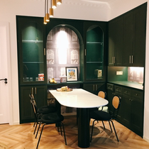  Nordic marble island dining table Small apartment round-island negotiation table Model room Simple household dining table Light luxury desk