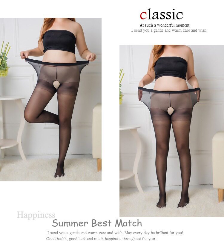 колготки / чулки дна 加肥加大码10d薄包芯丝开裆光腿神器性感薄男士伪娘黑丝袜连裤袜 OTHER