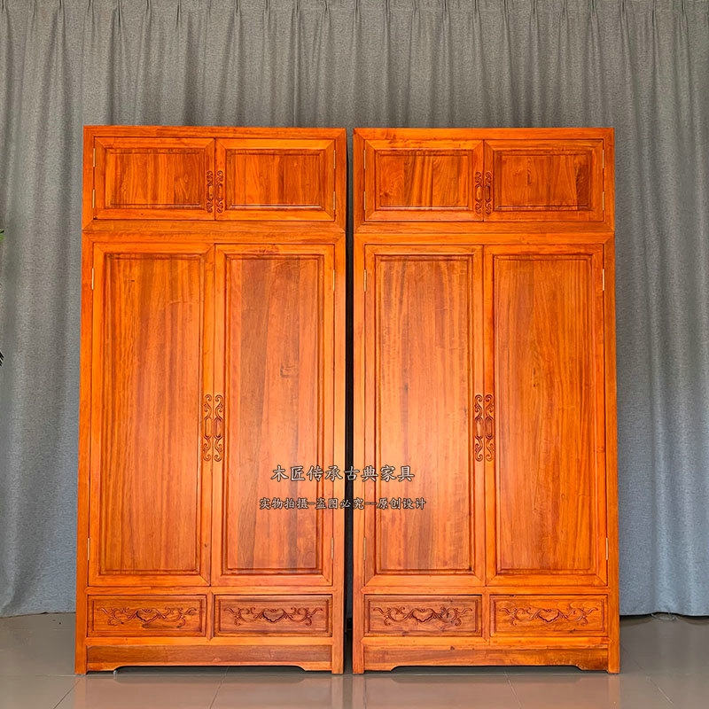 Chinese-style chamber roof cabinet four doors closet facade wardrobe bedroom furniture locker and locker solid wood custom