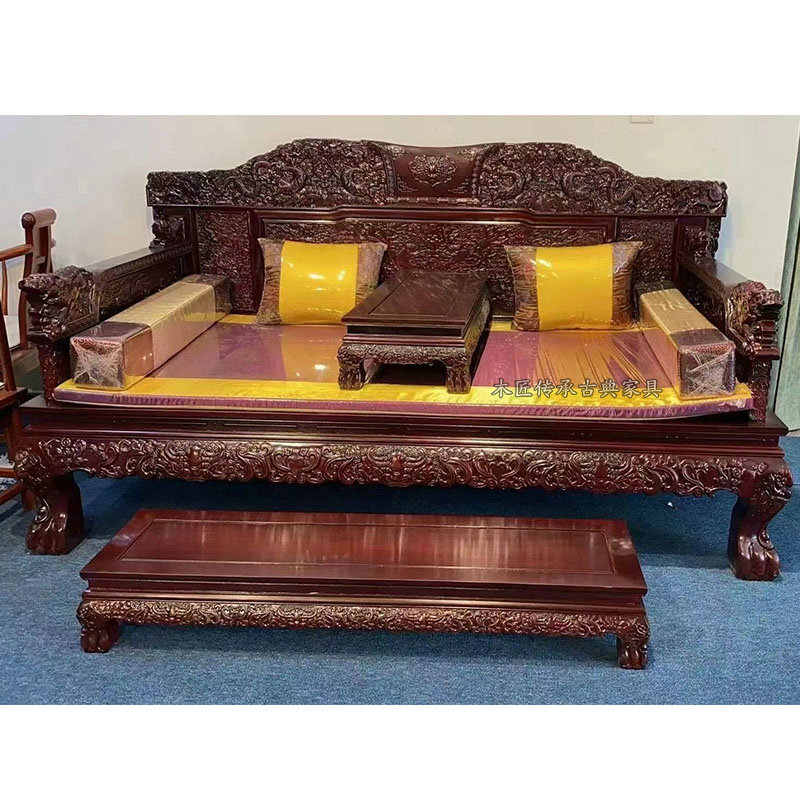 Ming and Qing emperors Chinese imperial dragon chair carved solid wood Throne Room of the Emperor Throne Law Seat Lecture by Kowloon Zen Chair sofa-bed