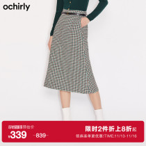 women's black label series australian winter new clothing with belt wool vintage plaid a-line mid length skirt