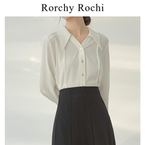 Day Ensemble White Shirt Woman Spring Autumn Dress New style Overturning Blouse Interior Lap design Sense Minimalist Commuter Lining