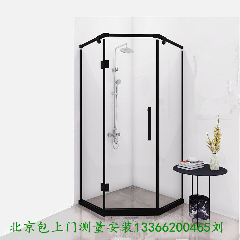 Custom dumb black shower room diamond type bathroom glass door toilet partition bath room sliding Beijing bag installation
