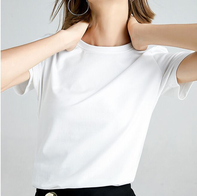Mercerized cotton short-sleeved white t-shirt women's pure cotton summer round neck top 2022 new simple temperament bottoming shirt