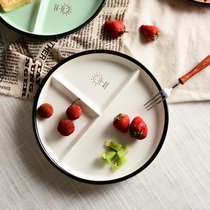 Add a little music home ceramic tableware Breakfast plate Creative snack plate Salad plate Childrens smiley face grid plate