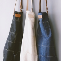 Add a little Le denim style leather canvas apron Kitchen canvas sleeveless apron Clean home mens and womens work clothes