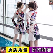 Jin Xuan nhớ lại một bộ trang phục vui nhộn 2019 xuân mới khí chất retro in eo giảm béo đầm F135 - Quần áo ngoài trời