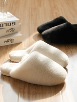  Puxi plush cotton slippers womens home autumn and winter womens home non-slip couple winter indoor thick bottom warm wool slippers