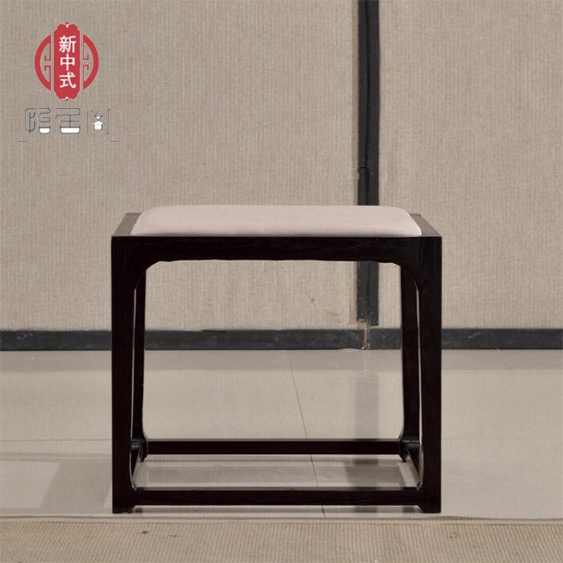 New Chinese style stool home small low stool fashion creative round stool children fabric solid wood square stool changing shoe stool short tea stool