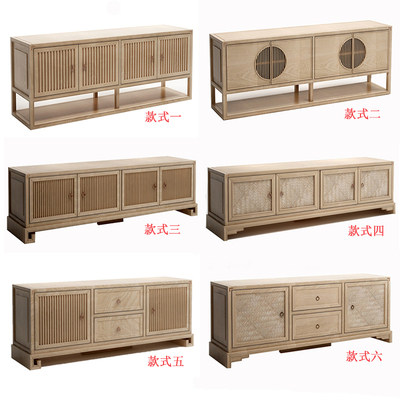 New Chinese style all solid wood TV cabinet Zen classical antique living room floor cabinet decoration locker villa furniture customization