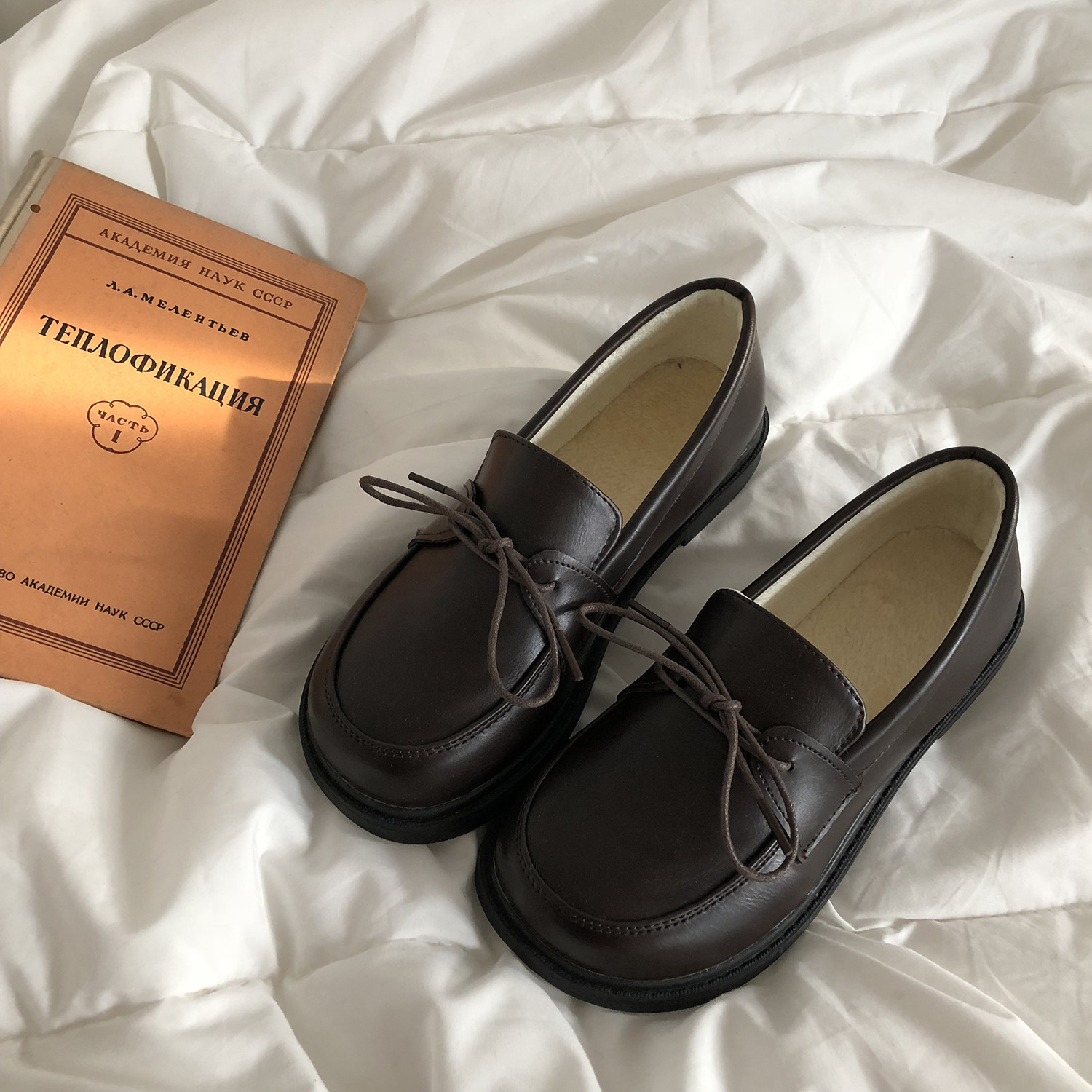 Lin First Ginseng Small Leather Shoes Woman 2022 Chunqiu New Inren Wind Thick Bottom Plus Suede Single Shoes Students Original Juku Women's Shoes