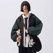 Gravitation Museum) embroidery color printing cotton clothes women loose BF wind student frock cotton coat jacket