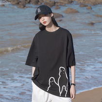Gravitation museum ghost print short-sleeved t-shirt womens 2021 summer new loose BF neutral wind top K