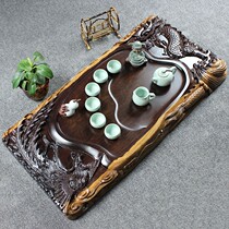 Mahogany tea table ebony tea tray whole log solid wood carving creative tea set tea ceremony Tea Sea tray