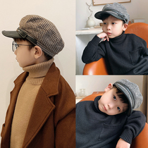 Childrens hat tide autumn and winter new boys and girls Japanese octagonal hat wool beret Western style Korean printmaker hat