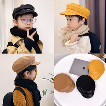 Childrens hats Spring and Autumn new boys and girls Japanese octagonal hat tide beret leather Korean painter hat