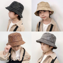 Autumn and winter children fishermans hat boy middle and big child Puskin hat Korean version of Suede fold warm basin hat parent-child hat