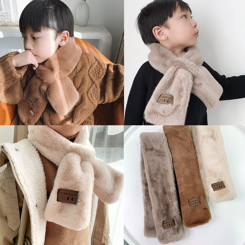 Child Parenting Winter Great Boy Boy Girl Warm Thickening South Korea Imitation Rex Rabbit Fur Scarves Adults Gird Tide