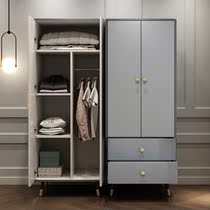 Flat door wardrobe home bedroom modern simple two-door wardrobe Nordic economy free installation clothes storage cabinet