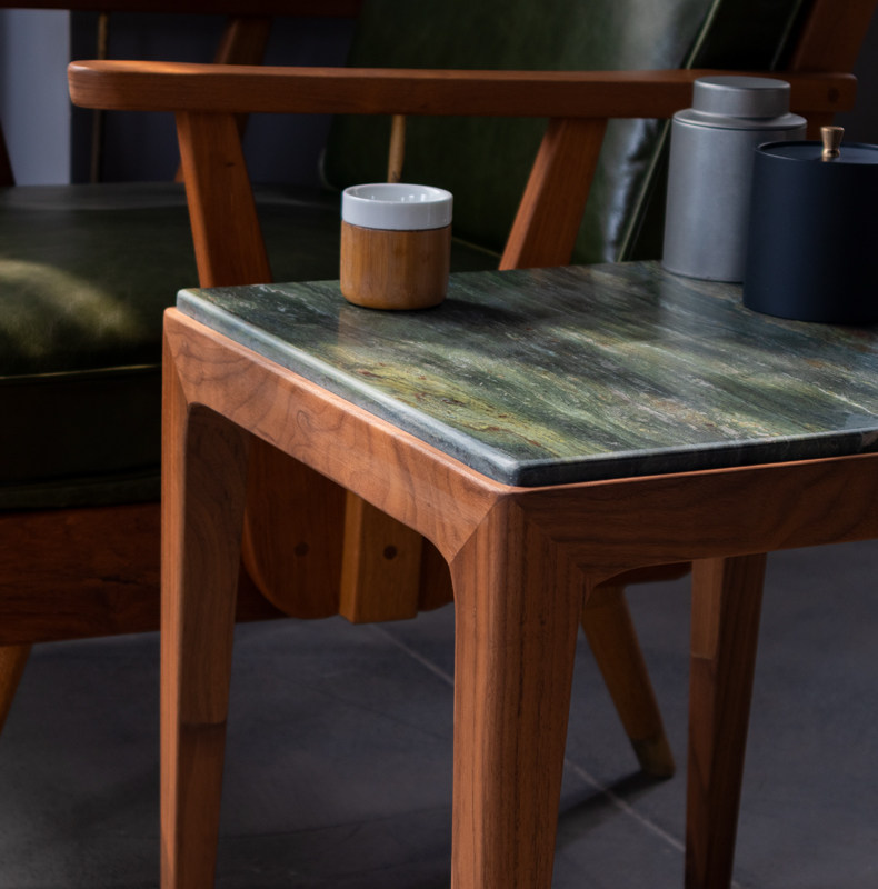 Minimalist Nordic retro tea table solid wood marble finish tea table living-room book sofa edge a few customizable square a few