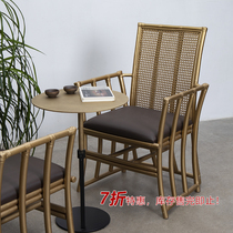 Minimalist Single Casual Rattan Chair Handwoven Chair Chinese Backrest Dining Chair Custom Style Outdoor Small Rattan Chair