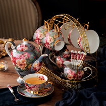 Retro bone china coffee set European luxury coffee cup upscale home tea set English afternoon tea cup saucer
