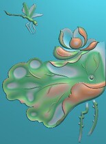 Fine carving figure relief jade carving figure GFJ lotus dragonfly N wired