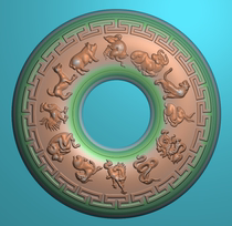 Fine carving computer engraving jade carving pattern zodiac safety buckle