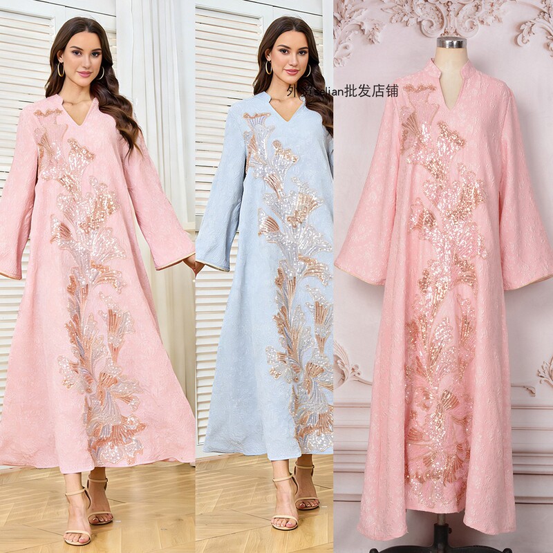 European and American New Style Plus-Size Women's Clothing with Beading and Sequin Craftsmanship, Fashionable Party Dresses, Travel Long Dresses for Women