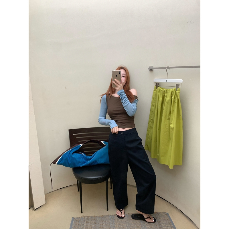 Minismall Blue Capri Ultra-Chic Slimming Tencel Old Money Pants Classic Fashionable Casual Long Pants for Women Minismall Blue Capri Ultra-Chic Slimming Tencel Old Money Pants Classic Fashionable Casual Long Pants for Women