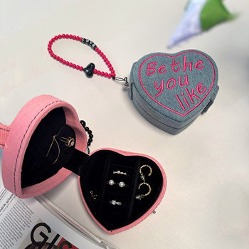 Heart-shaped portable mini jewelry box travel goodies
