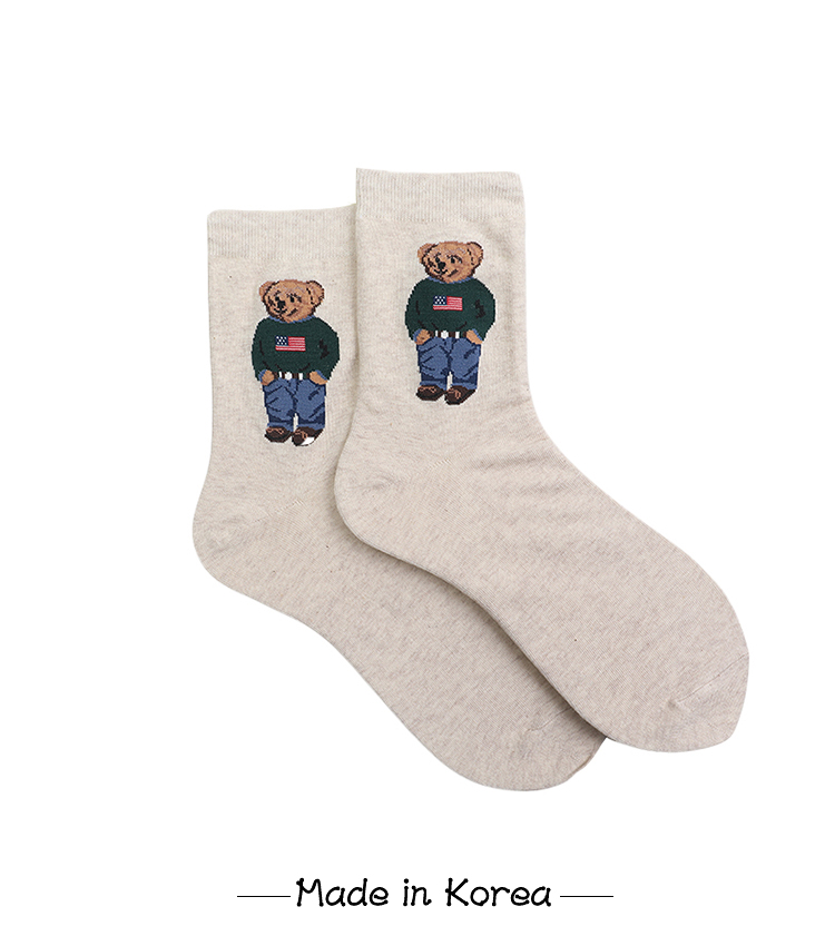 Rex vớ vớ Hàn Quốc nhập khẩu chính hãng cotton nam vớ retro phim hoạt hình gấu nam trung giúp ống cotton vớ cỡ lớn - Vớ nam tất thổ cẩm